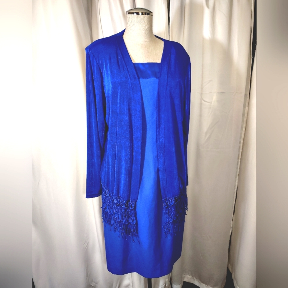 Matana Sweater+Royal Blue, Vintage, straps Open Cardigan, Lace & Tassels, M